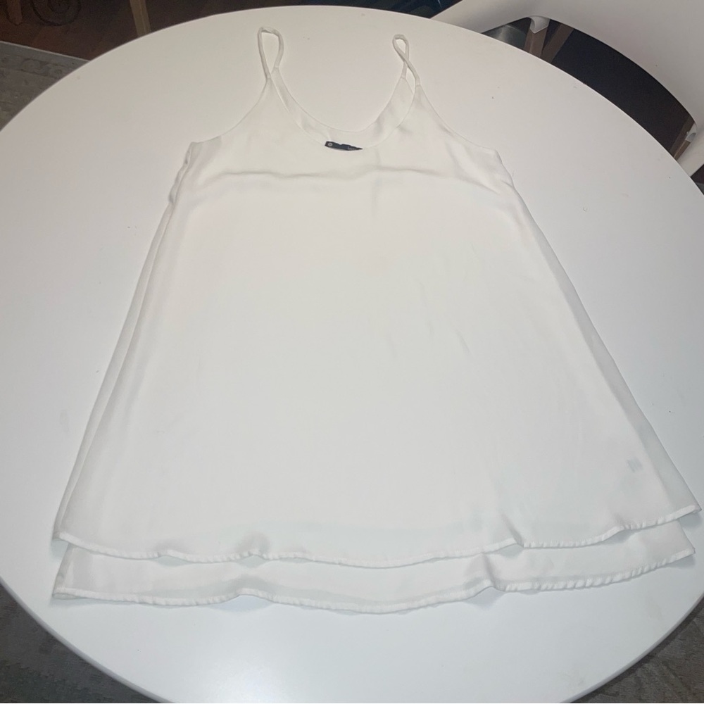 Kriss White Spaghetti Strap Lined Swing Dress S